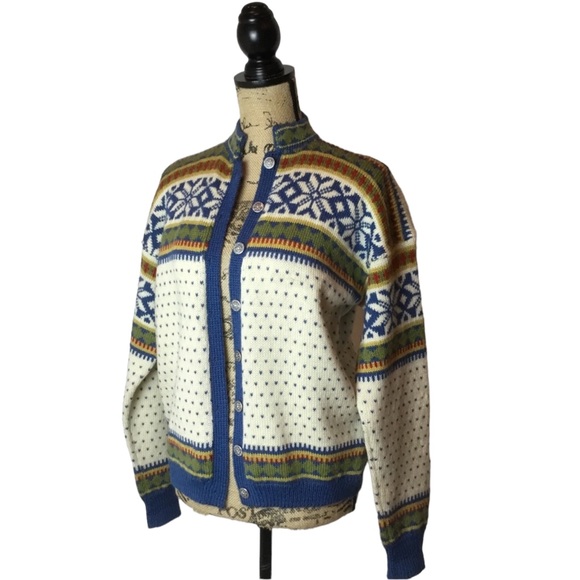 Viking Knit Handmade in Norway Wool Cardigan Vintage - Picture 2 of 10